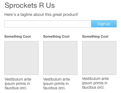 A wireframe that shows a sign-up call to action