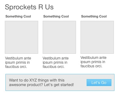 An example wireframe that shows a sign up call to action
