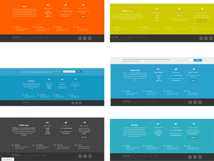 Examples of footer patter designs.