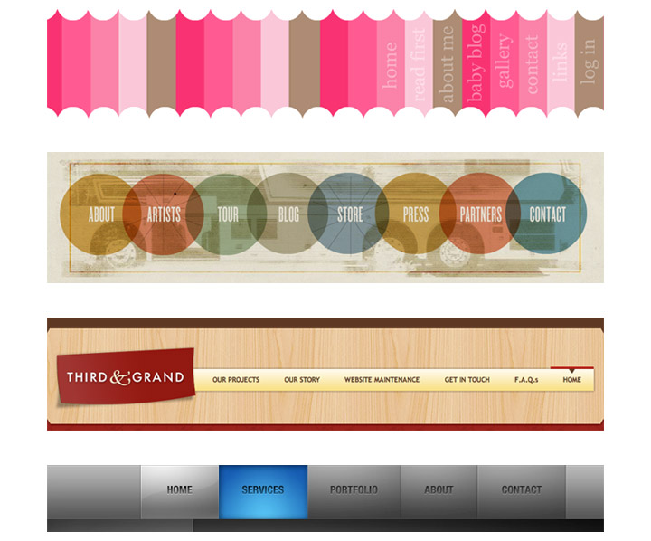 Example of navigational design patterns with vertical lists.
