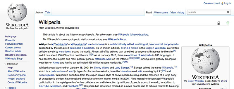 wikipedia homepage