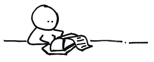sketch of man using typewriter