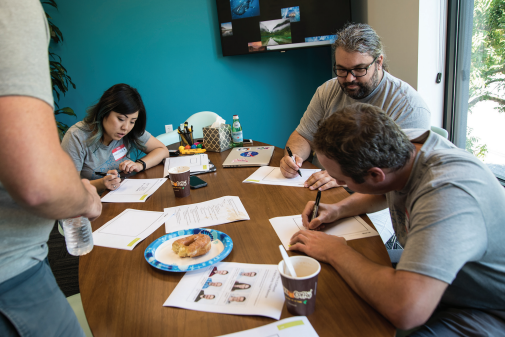 ZURBians sketching together during a brainstorm session.