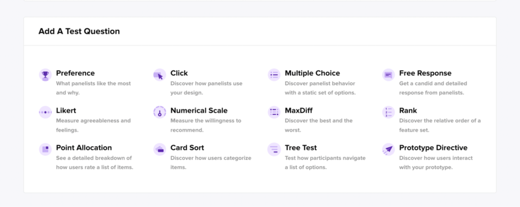 Question types in Helio.