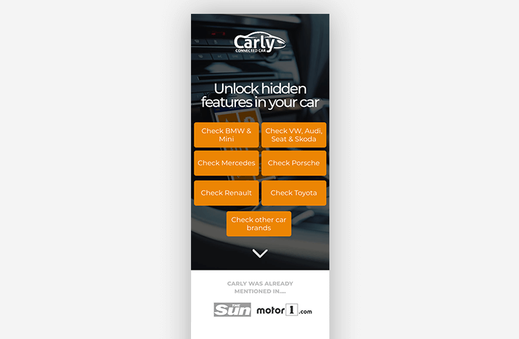 example of signup page for carly