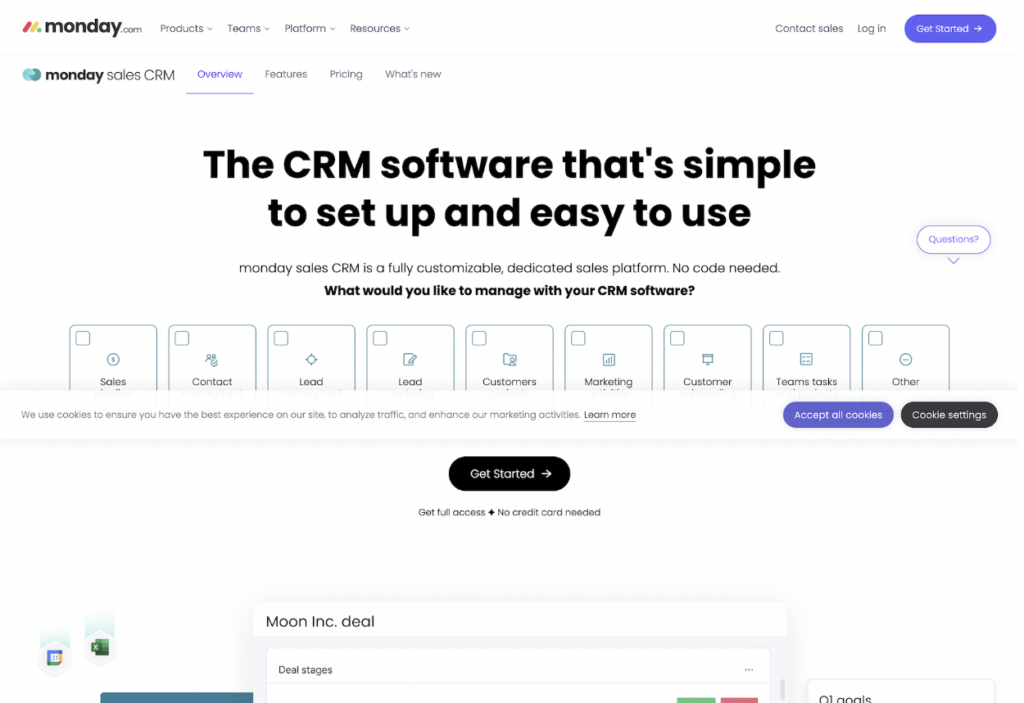 crm platform landing page