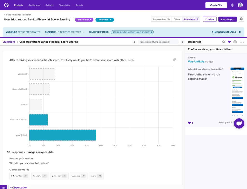 Advanced filtering showcases a mixture of quantitative and qualitative data.