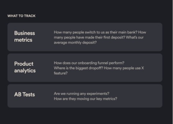 Knowing what to track showcases user trust and what their experience are.