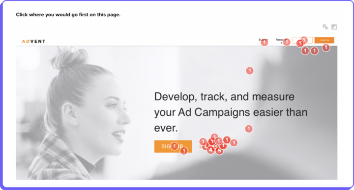 concept test validation with click mapping.